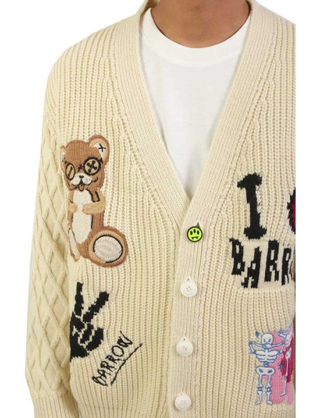 Maglia Barrow Cardigan con Patch Crema