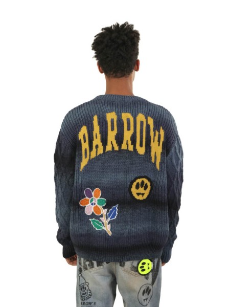 Maglia Barrow con Patch Denim Blu