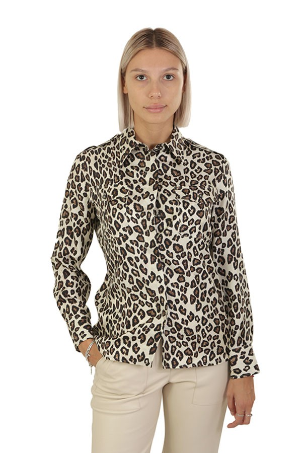 Camicia Alberto Biani Animalier Ecru