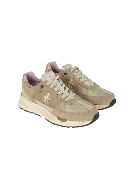 Calzature sneaker realizzata in camoscio e tessuto con inserti in pelle suola gomma