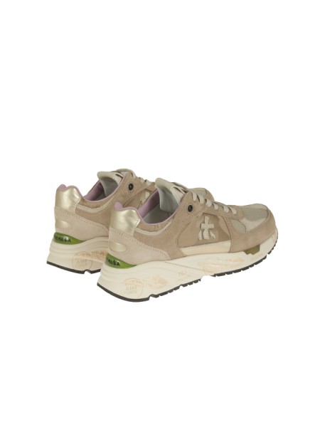 Calzature sneaker realizzata in camoscio e tessuto con inserti in pelle suola gomma