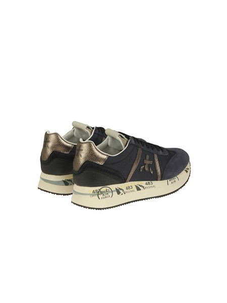 Calzature sneaker con dettagli bronzo realizzata in camoscio e tessuto con inserti in pelle suola gomma