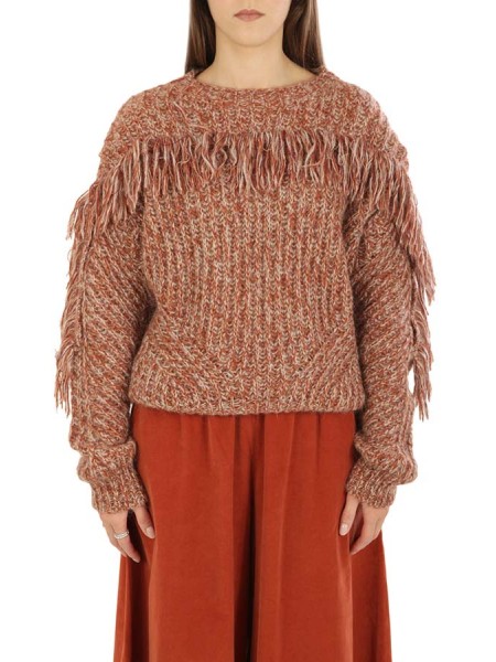 Crewneck sweater with fringe SKILLS AND GENES