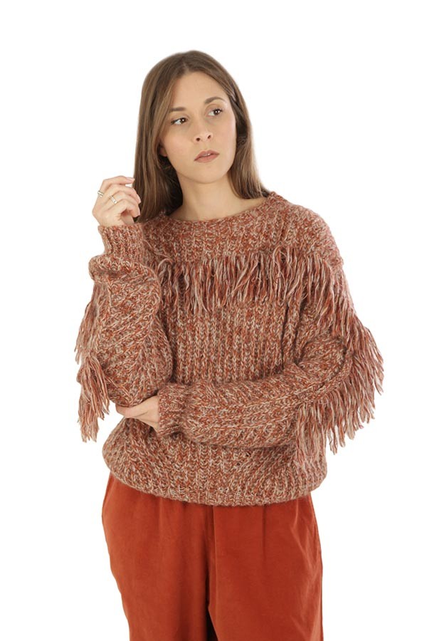 Crewneck sweater with fringe SKILLS AND GENES