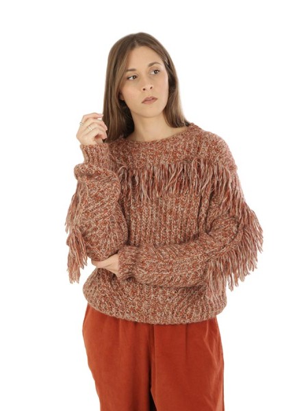 Crewneck sweater with fringe SKILLS AND GENES