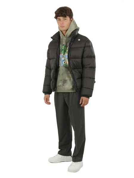 Black puffy THE EDITOR jacket with print