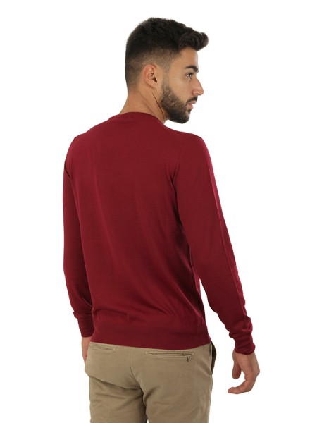 Crewneck sweater SUITE 191 in burgundy wool