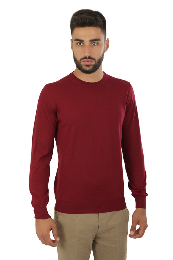 Crewneck sweater SUITE 191 in burgundy wool