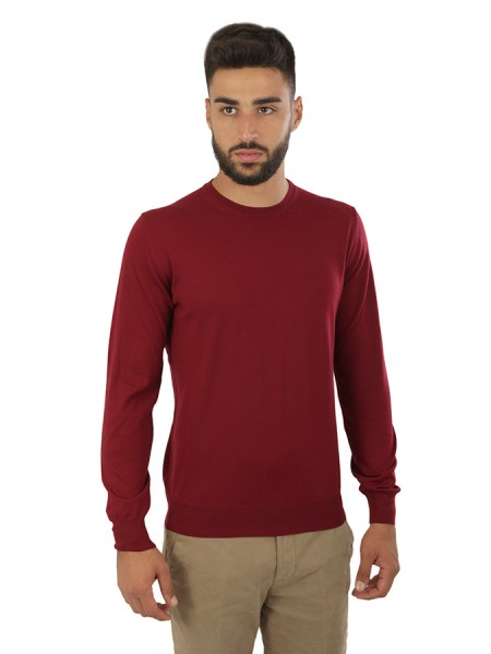 Crewneck sweater SUITE 191 in burgundy wool