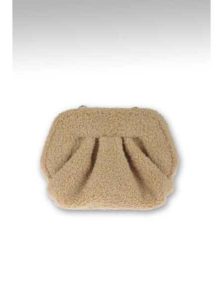 THEMOIRE Gea Re-Fur Almond Clutch Bag