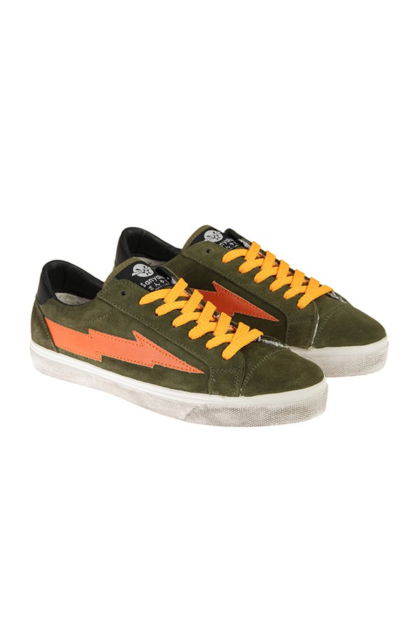 Green SANYAKO sneakers with orange details