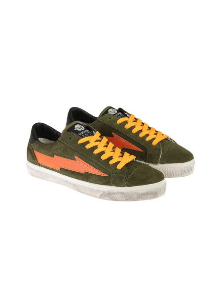 Green SANYAKO sneakers with orange details