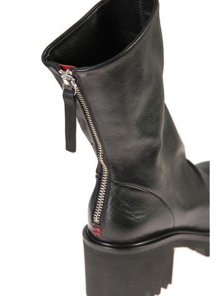 Black leather ankle boot HALMANERA