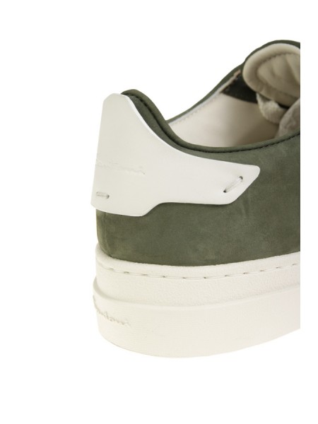 Green leather and nubuck SANTONI sneaker