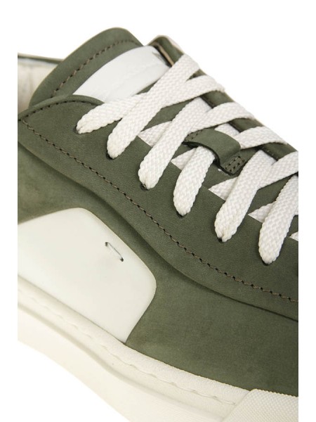 Green leather and nubuck SANTONI sneaker