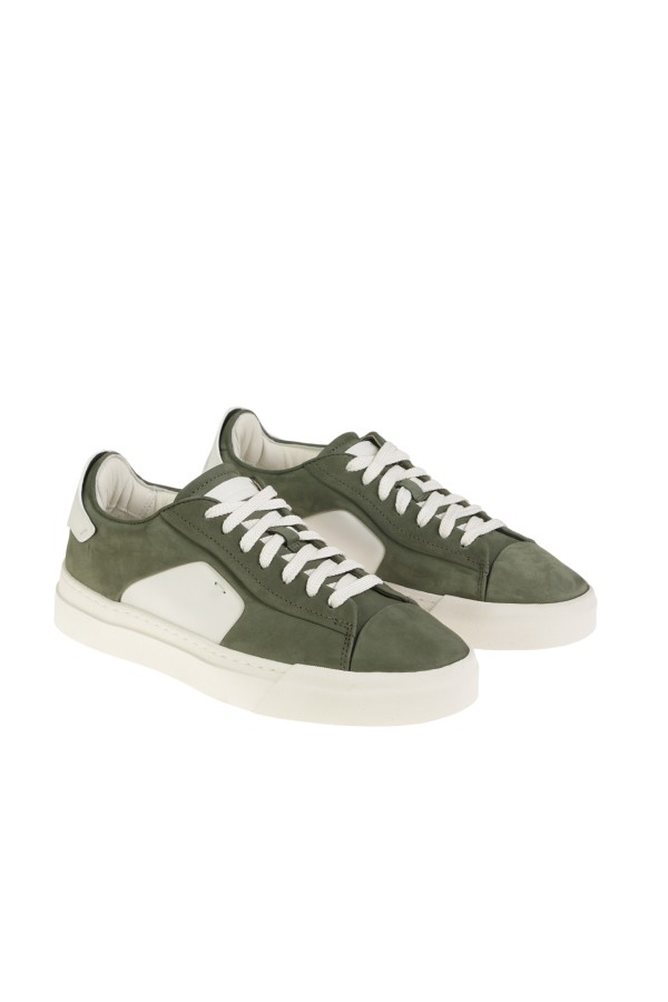 Green leather and nubuck SANTONI sneaker