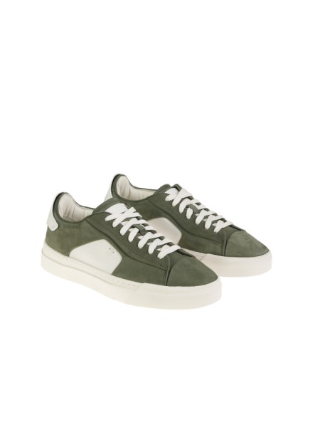 Green leather and nubuck SANTONI sneaker