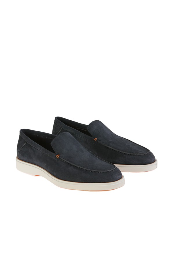 Midnight blue suede SANTONI loafer