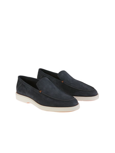 Midnight blue suede SANTONI loafer