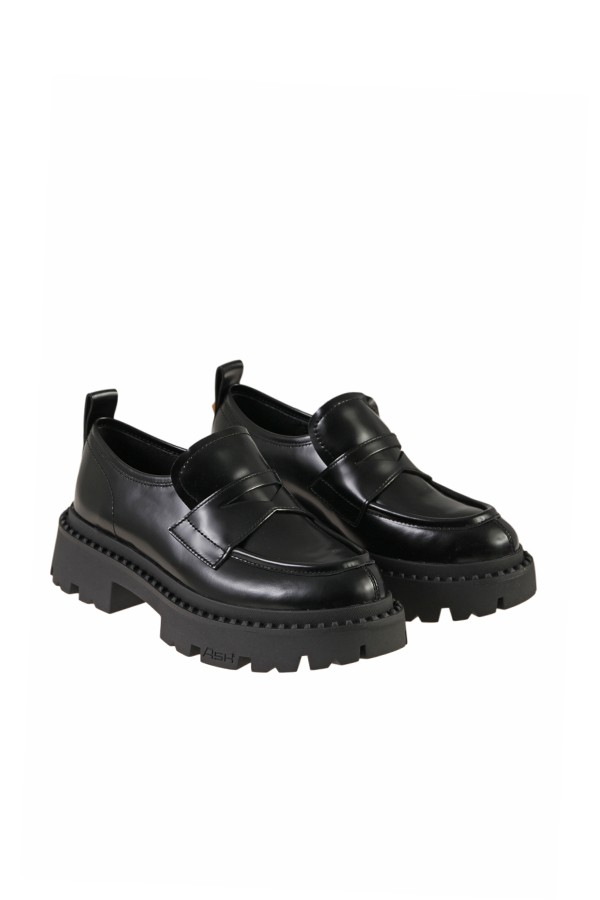 Ash Genial Stud moccasin with a black rubber sole