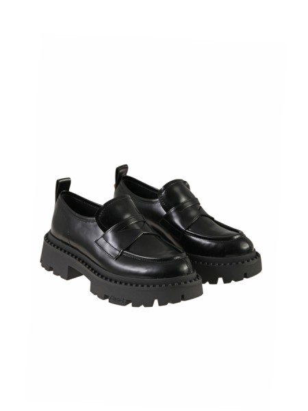 Ash Genial Stud moccasin with a black rubber sole