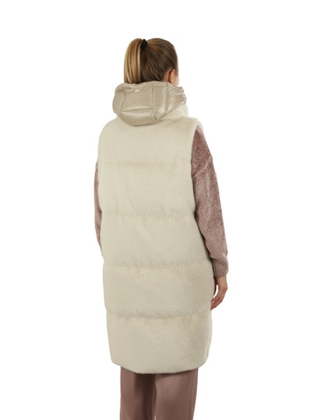 Herno ecofour mink-effect vest with detachable hood