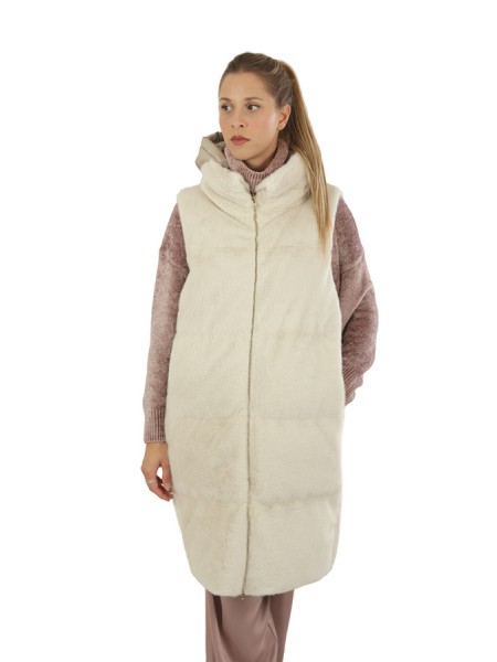 Herno ecofour mink-effect vest with detachable hood