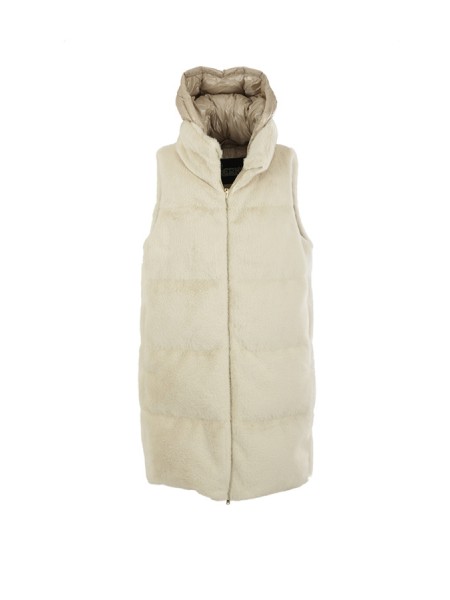 Herno ecofour mink-effect vest with detachable hood