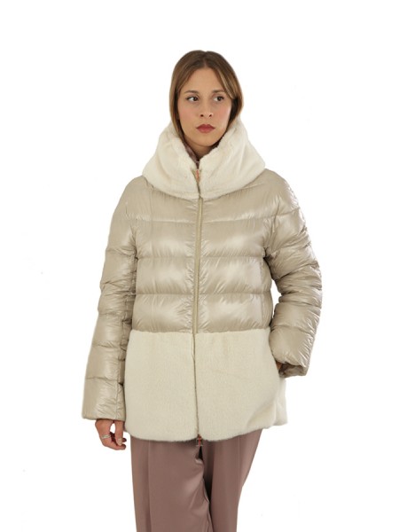 Short HERNO down jacket with ecofur cuffs and bottom