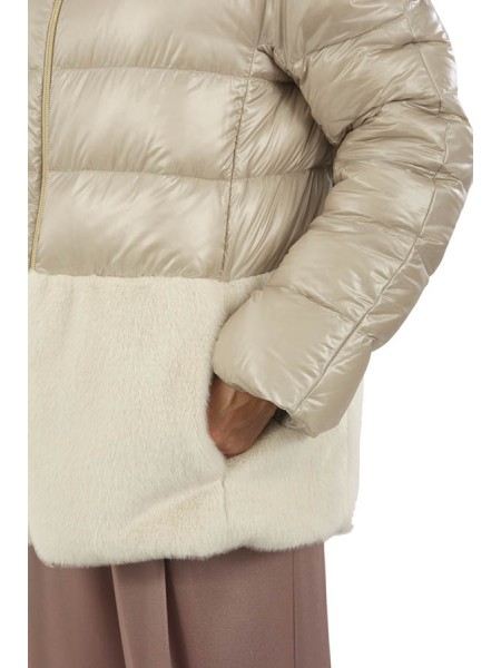 Short HERNO down jacket with ecofur cuffs and bottom