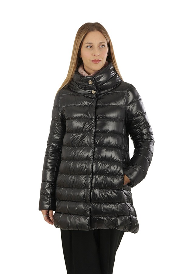 Short HERNO down jacket with ecofur cuffs and bottom