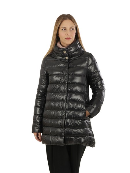 Short HERNO down jacket with ecofur cuffs and bottom