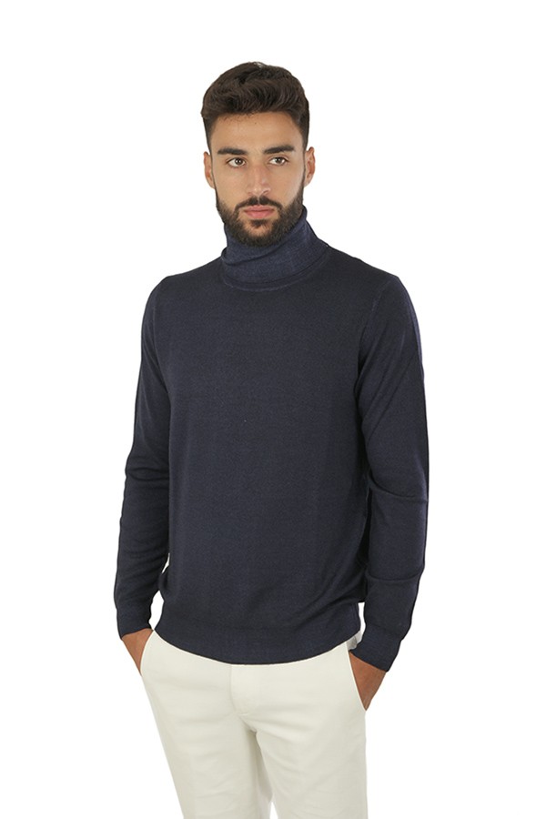 Jeordie's Acid Wash turtleneck navy blue