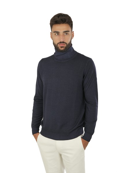 Jeordie's Acid Wash turtleneck navy blue