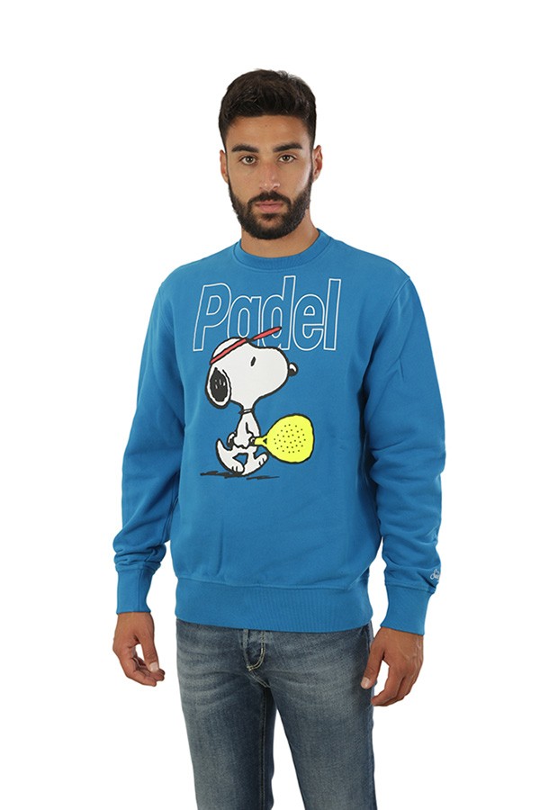 Crewneck Sweatshirt MC2 Saint Barth Snoopy Padel Light Blue