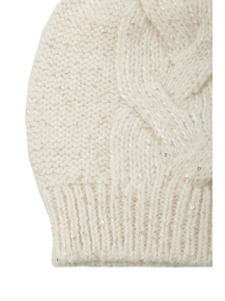 White PESERICO Braided Beanie