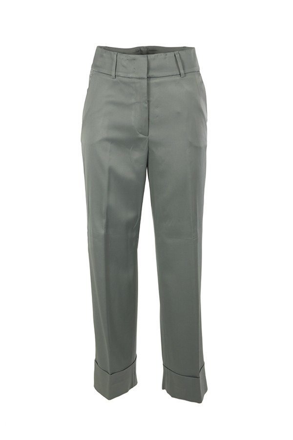 Fluid PESERICO trousers in zinc green satin