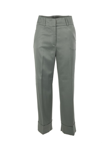 Fluid PESERICO trousers in zinc green satin