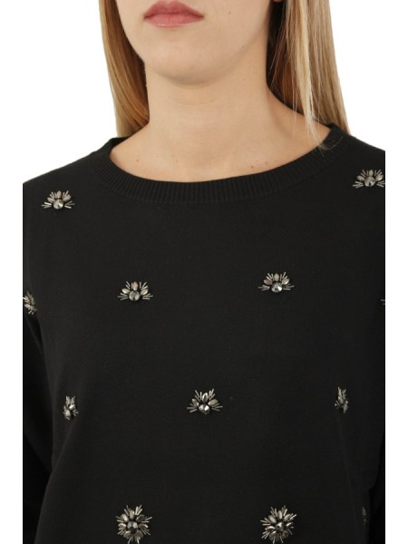 Elena Mirò Sexy Fall Theme Sweater Embroidered Black