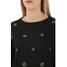 Elena Mirò Sexy Fall Theme Sweater Embroidered Black