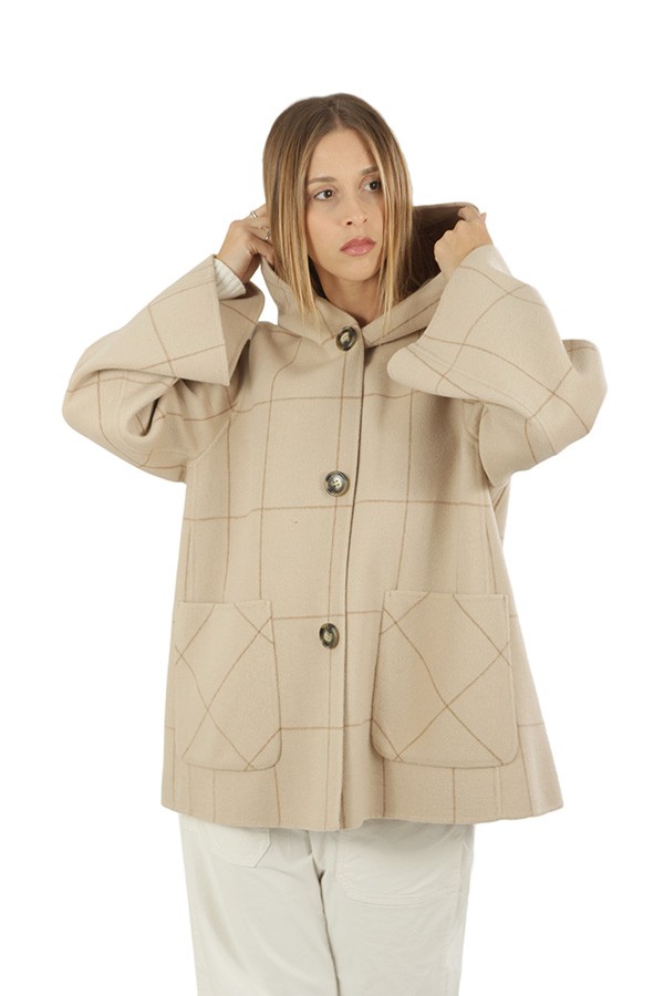 Elena Mirò Coat Tema Chromatics Check Beige