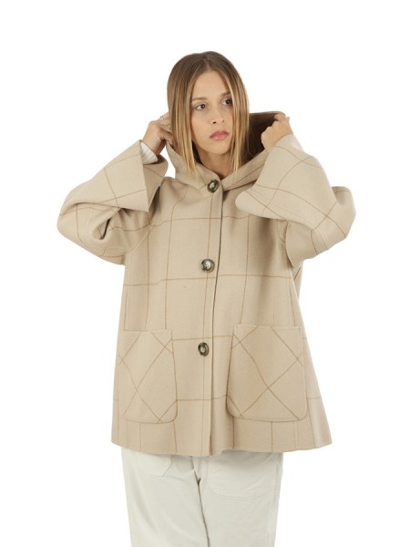 Elena Mirò Coat Tema Chromatics Check Beige