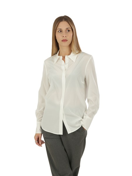 Peserico Crepe di Chine Silk White Shirt