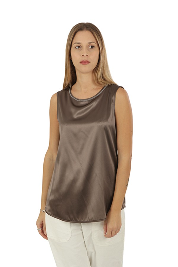 Bronze Silk Satin PESERICO Top