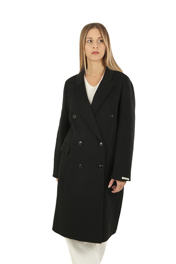 Black Double-breasted Paltò Coat