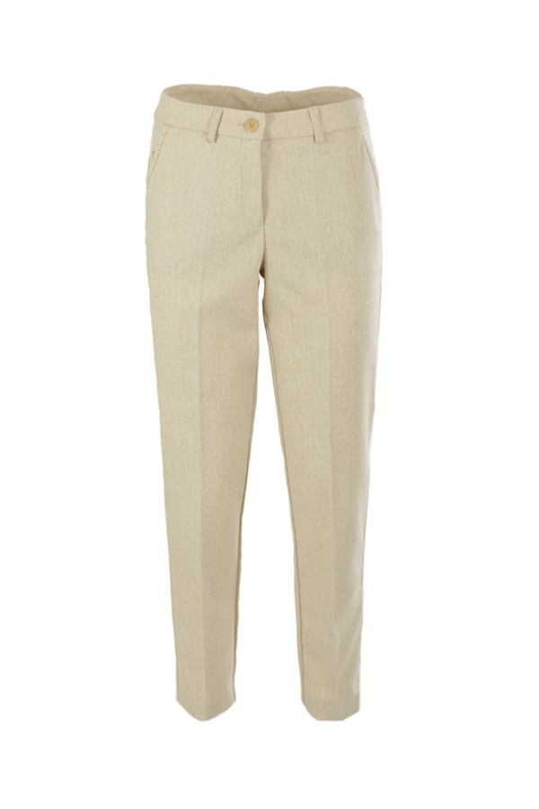 Beige TEN herringbone trousers