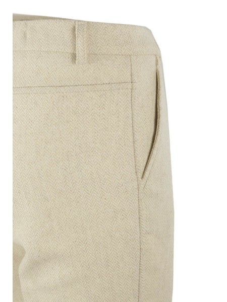 Beige TEN herringbone trousers