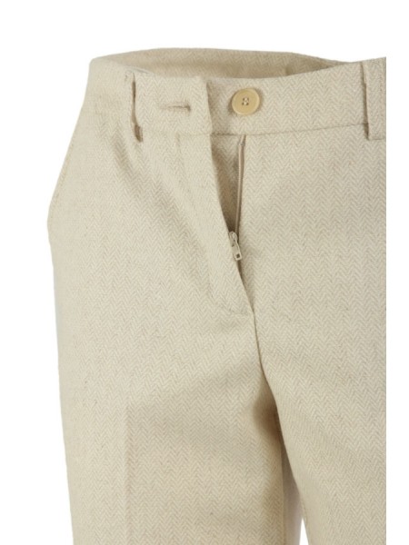 Beige TEN herringbone trousers