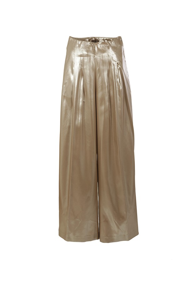 Peserico trousers in Rose Gold laminated viscose twill