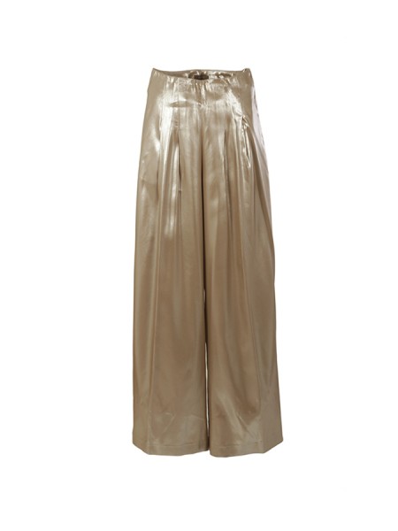 Peserico trousers in Rose Gold laminated viscose twill